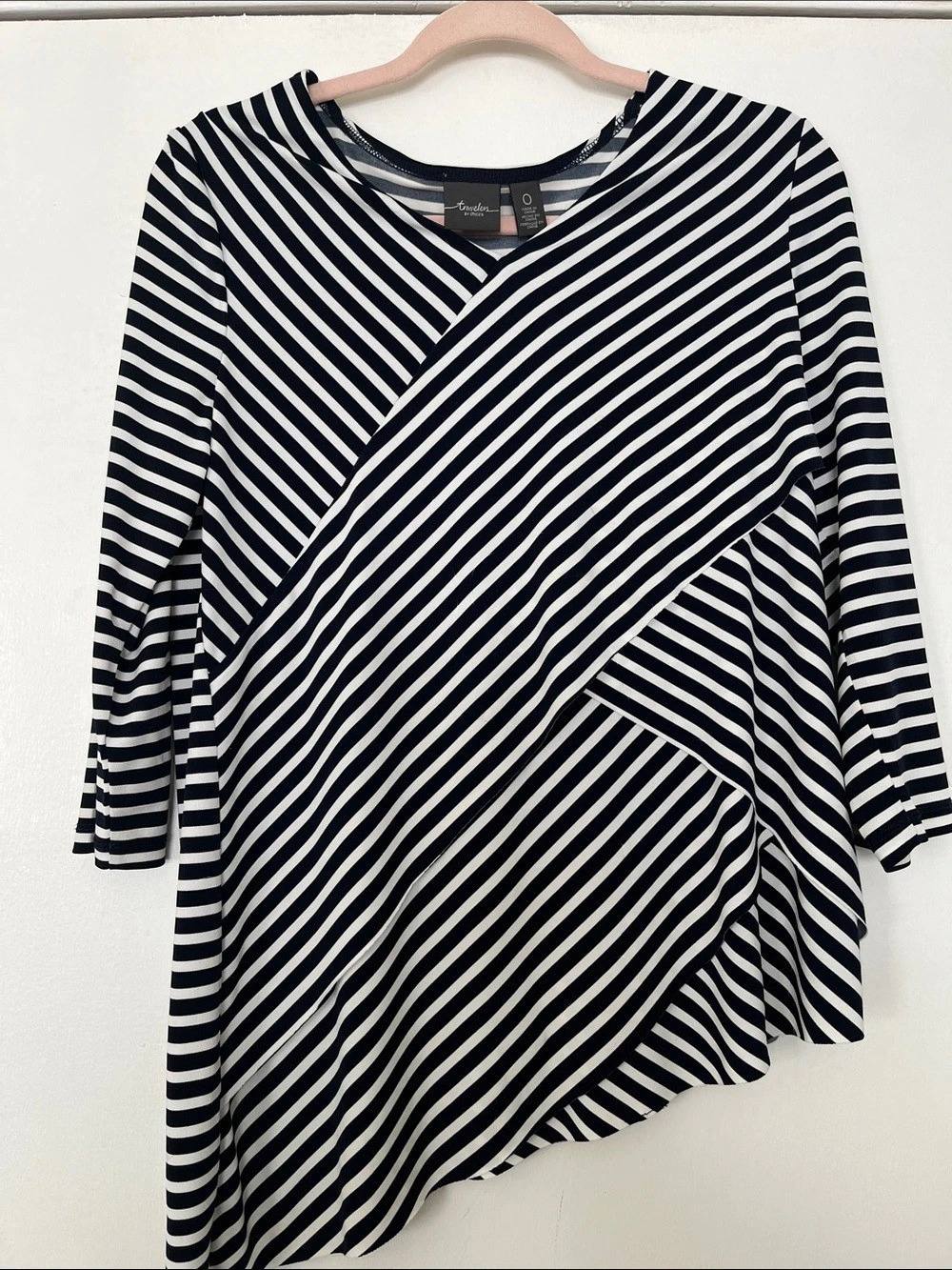 Travelers by Chico's Striped Tunic in Black & White Like New
